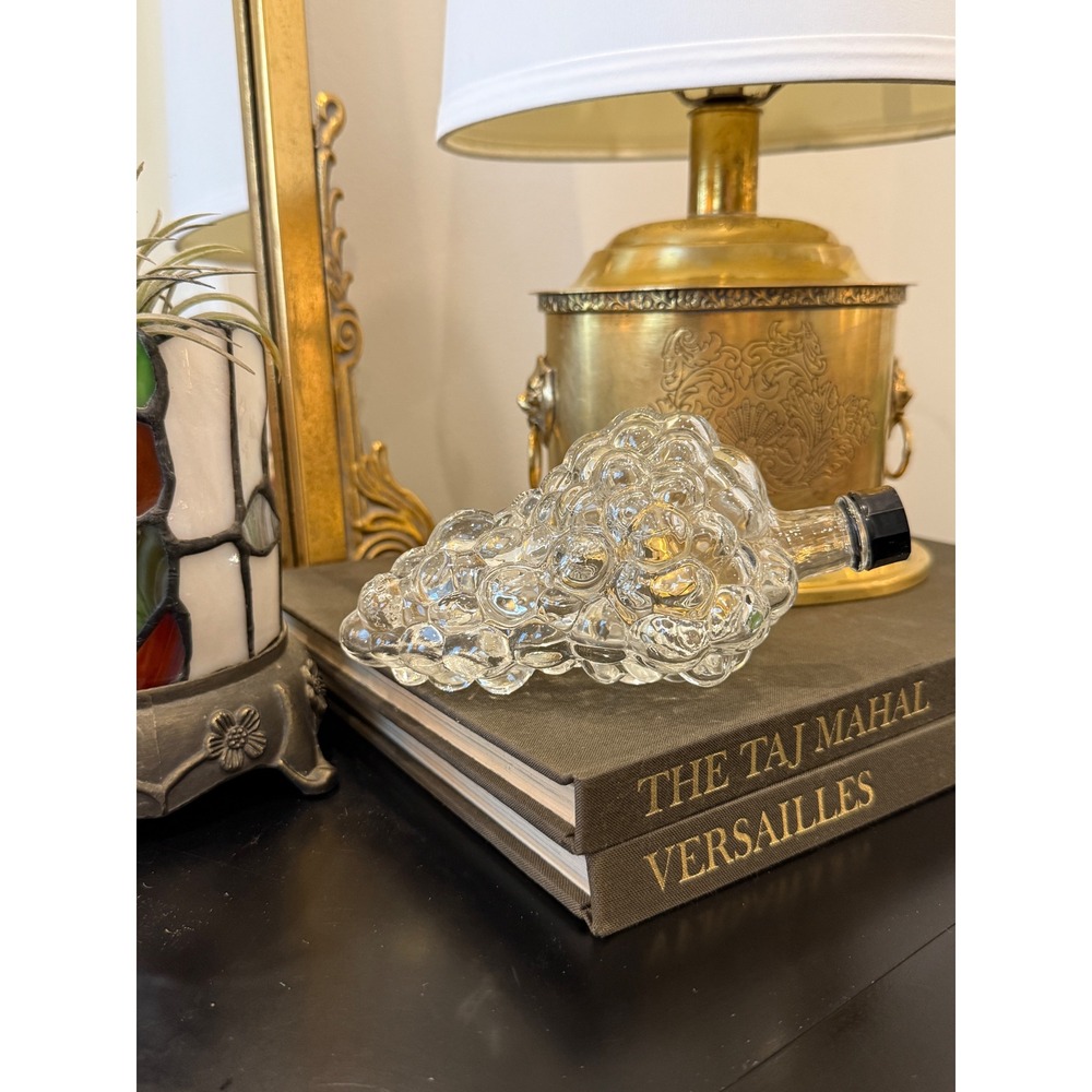 Vintage Grape Cluster Glass Decanter Bottle Made in Turkey‎